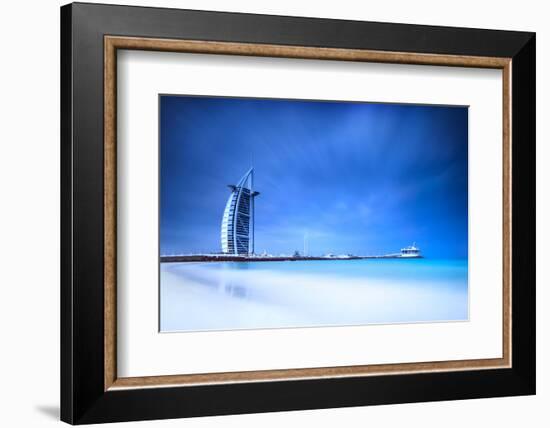 Burj Al Arab Hotel on Jumeirah Beach in Dubai, Modern Architecture, Luxury Beach Resort, Summer Vac-Anna Omelchenko-Framed Photographic Print