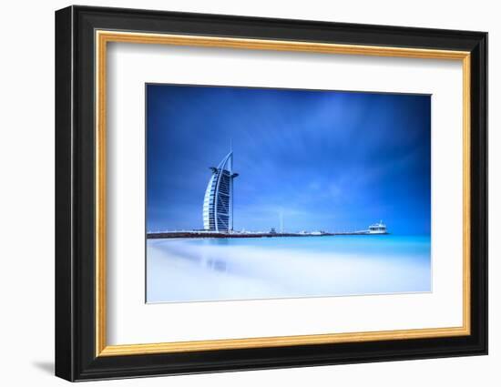 Burj Al Arab Hotel on Jumeirah Beach in Dubai, Modern Architecture, Luxury Beach Resort, Summer Vac-Anna Omelchenko-Framed Photographic Print