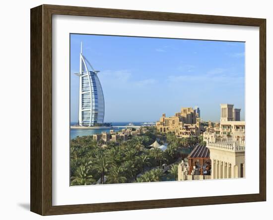 Burj Al Arab, Seen From the Madinat Jumeirah Hotel, Jumeirah Beach, Dubai, Uae-Amanda Hall-Framed Photographic Print