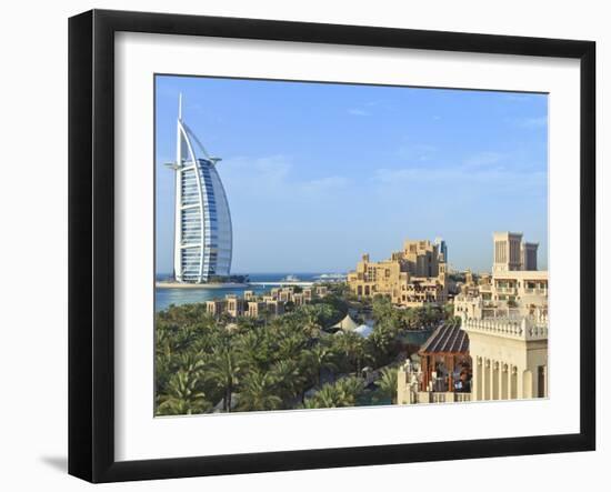 Burj Al Arab, Seen From the Madinat Jumeirah Hotel, Jumeirah Beach, Dubai, Uae-Amanda Hall-Framed Photographic Print