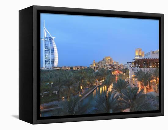 Burj Al Arab Viewed From the Madinat Jumeirah Hotel at Dusk, Jumeirah Beach, Dubai, Uae-Amanda Hall-Framed Premier Image Canvas