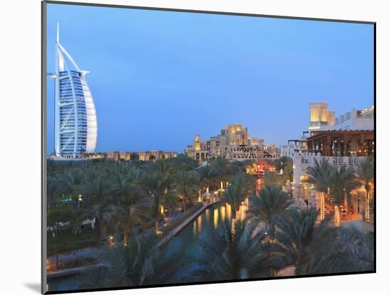 Burj Al Arab Viewed From the Madinat Jumeirah Hotel at Dusk, Jumeirah Beach, Dubai, Uae-Amanda Hall-Mounted Photographic Print