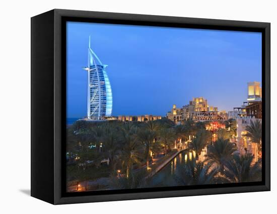 Burj Al Arab Viewed From the Madinat Jumeirah Hotel at Dusk, Jumeirah Beach, Dubai, Uae-null-Framed Premier Image Canvas