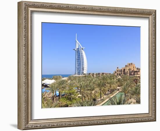 Burj Al Arab Viewed From the Madinat Jumeirah Hotel, Jumeirah Beach, Dubai, Uae-Amanda Hall-Framed Photographic Print