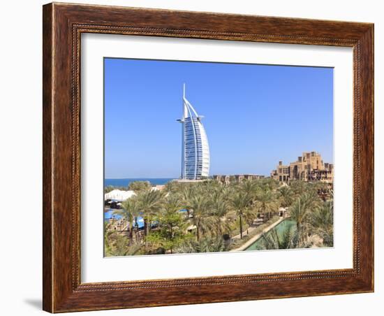 Burj Al Arab Viewed From the Madinat Jumeirah Hotel, Jumeirah Beach, Dubai, Uae-Amanda Hall-Framed Photographic Print