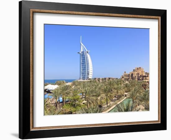 Burj Al Arab Viewed From the Madinat Jumeirah Hotel, Jumeirah Beach, Dubai, Uae-Amanda Hall-Framed Photographic Print