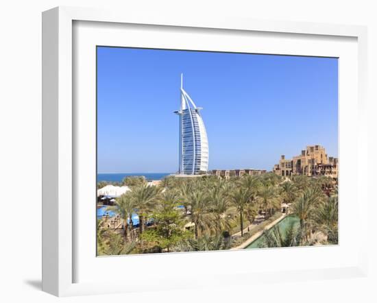 Burj Al Arab Viewed From the Madinat Jumeirah Hotel, Jumeirah Beach, Dubai, Uae-Amanda Hall-Framed Photographic Print