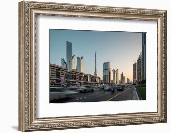 Burj Khalifa and Sheikh Zayed Road, Downtown, Dubai, United Arab Emirates, Middle East-Ben Pipe-Framed Photographic Print