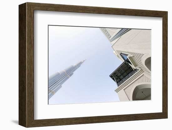 Burj Khalifa and Souk Al Bahar, Downtown Dubai, Dubai, United Arab Emirates, the Middle East-Axel Schmies-Framed Photographic Print