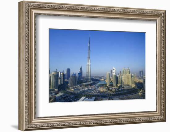 Burj Khalifa and Surrounding Downtown Skyscrapers, Dubai, United Arab Emirates, Middle East-Fraser Hall-Framed Photographic Print