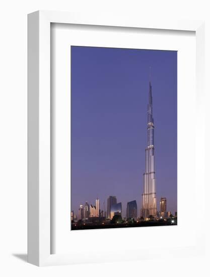 Burj Khalifa, the Highest Tower of the World in the Evening Light, Night Photography-Axel Schmies-Framed Photographic Print