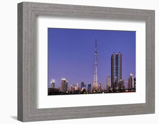 Burj Khalifa, the Highest Tower of the World in the Evening Light, Night Photography-Axel Schmies-Framed Photographic Print