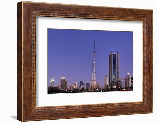 Burj Khalifa, the Highest Tower of the World in the Evening Light, Night Photography-Axel Schmies-Framed Photographic Print