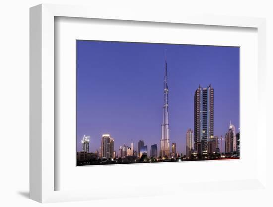 Burj Khalifa, the Highest Tower of the World in the Evening Light, Night Photography-Axel Schmies-Framed Photographic Print