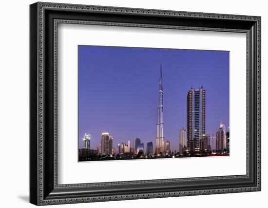 Burj Khalifa, the Highest Tower of the World in the Evening Light, Night Photography-Axel Schmies-Framed Photographic Print