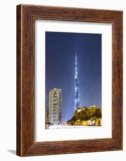 Burj Khalifa, the Highest Tower of the World, Night Photograph-Axel Schmies-Framed Photographic Print