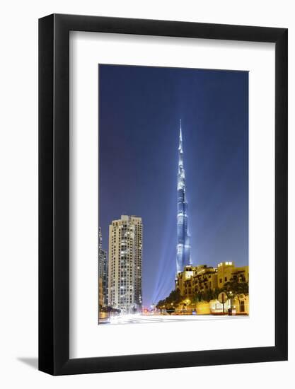 Burj Khalifa, the Highest Tower of the World, Night Photograph-Axel Schmies-Framed Photographic Print