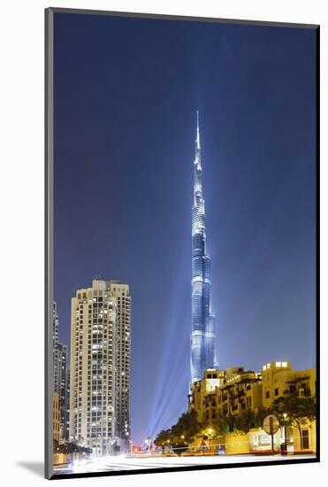 Burj Khalifa, the Highest Tower of the World, Night Photograph-Axel Schmies-Mounted Photographic Print