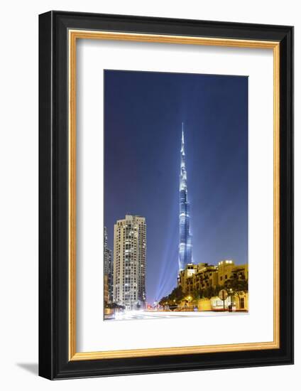 Burj Khalifa, the Highest Tower of the World, Night Photograph-Axel Schmies-Framed Photographic Print