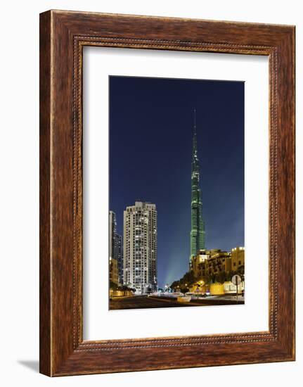 Burj Khalifa, the Highest Tower of the World, Night Photography-Axel Schmies-Framed Photographic Print