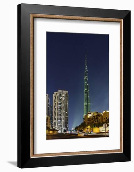 Burj Khalifa, the Highest Tower of the World, Night Photography-Axel Schmies-Framed Photographic Print