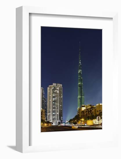 Burj Khalifa, the Highest Tower of the World, Night Photography-Axel Schmies-Framed Photographic Print