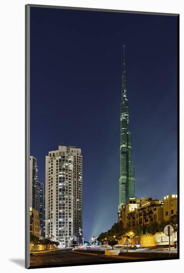 Burj Khalifa, the Highest Tower of the World, Night Photography-Axel Schmies-Mounted Photographic Print