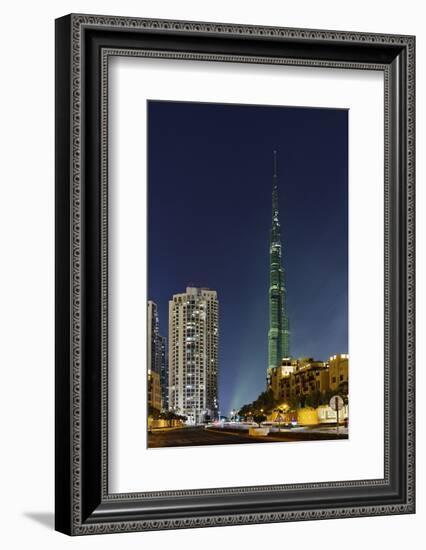 Burj Khalifa, the Highest Tower of the World, Night Photography-Axel Schmies-Framed Photographic Print