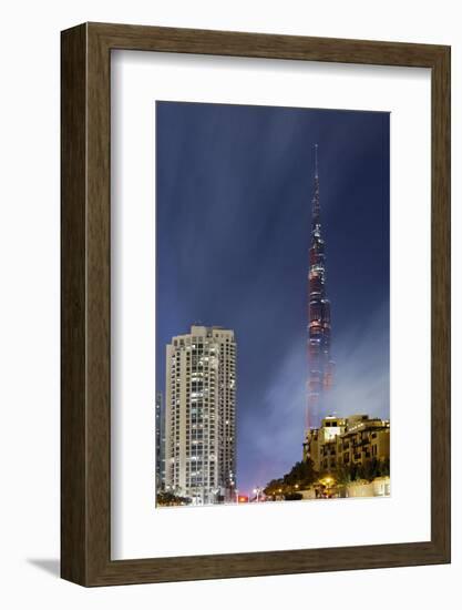 Burj Khalifa, the Highest Tower of the World, Night Photography-Axel Schmies-Framed Photographic Print