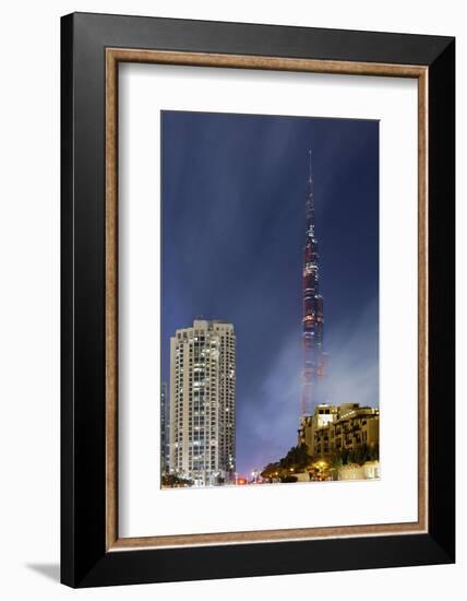 Burj Khalifa, the Highest Tower of the World, Night Photography-Axel Schmies-Framed Photographic Print