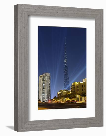 Burj Khalifa, the Highest Tower of the World, Night Photography-Axel Schmies-Framed Photographic Print