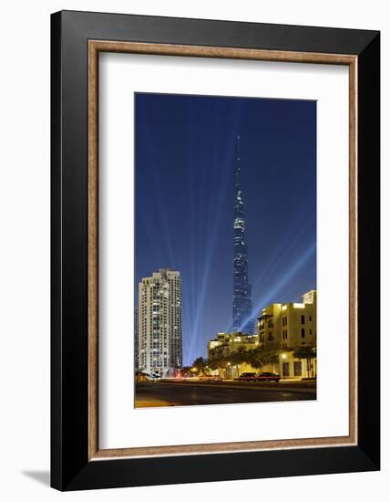 Burj Khalifa, the Highest Tower of the World, Night Photography-Axel Schmies-Framed Photographic Print