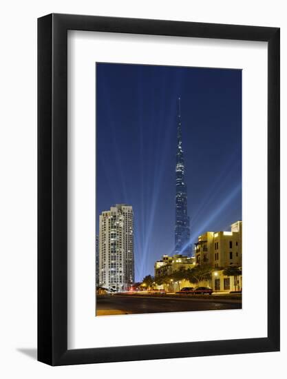 Burj Khalifa, the Highest Tower of the World, Night Photography-Axel Schmies-Framed Photographic Print