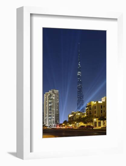 Burj Khalifa, the Highest Tower of the World, Night Photography-Axel Schmies-Framed Photographic Print