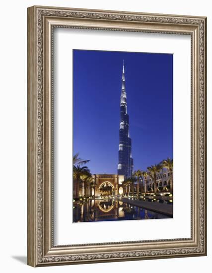 Burj Khalifa, the Highest Tower of the World, Night Photography-Axel Schmies-Framed Photographic Print