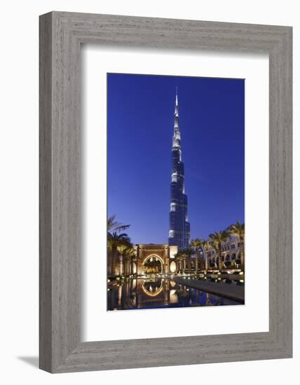 Burj Khalifa, the Highest Tower of the World, Night Photography-Axel Schmies-Framed Photographic Print