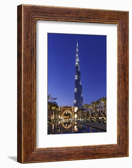 Burj Khalifa, the Highest Tower of the World, Night Photography-Axel Schmies-Framed Photographic Print