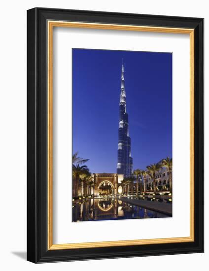 Burj Khalifa, the Highest Tower of the World, Night Photography-Axel Schmies-Framed Photographic Print