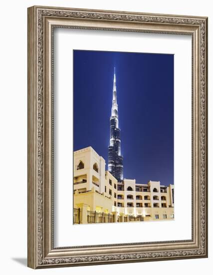 Burj Khalifa, the Highest Tower of the World, Night Photography-Axel Schmies-Framed Photographic Print