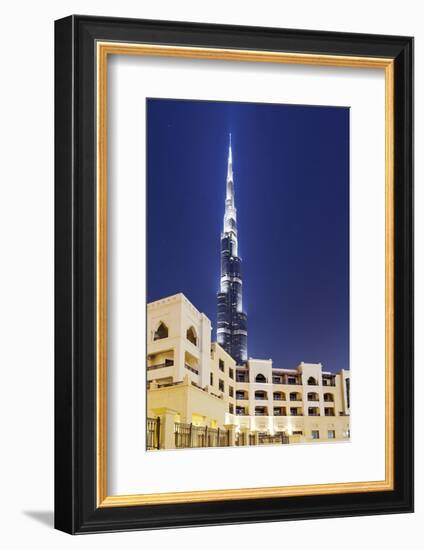 Burj Khalifa, the Highest Tower of the World, Night Photography-Axel Schmies-Framed Photographic Print