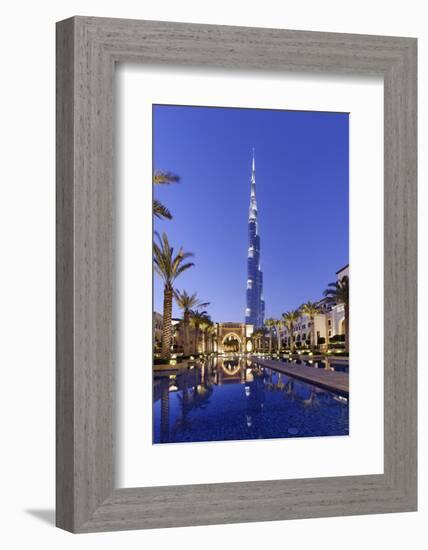 Burj Khalifa, the Highest Tower of the World, Night Photography-Axel Schmies-Framed Photographic Print