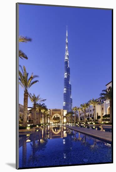 Burj Khalifa, the Highest Tower of the World, Night Photography-Axel Schmies-Mounted Photographic Print