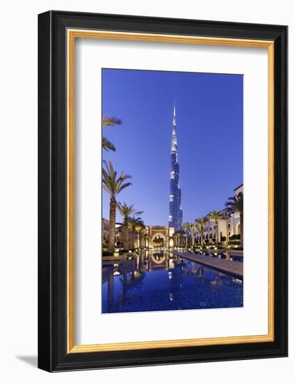 Burj Khalifa, the Highest Tower of the World, Night Photography-Axel Schmies-Framed Photographic Print