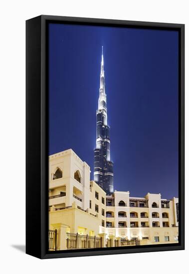 Burj Khalifa, the Highest Tower of the World, Night Photography-Axel Schmies-Framed Premier Image Canvas