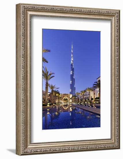 Burj Khalifa, the Highest Tower of the World, Night Photography-Axel Schmies-Framed Premium Photographic Print
