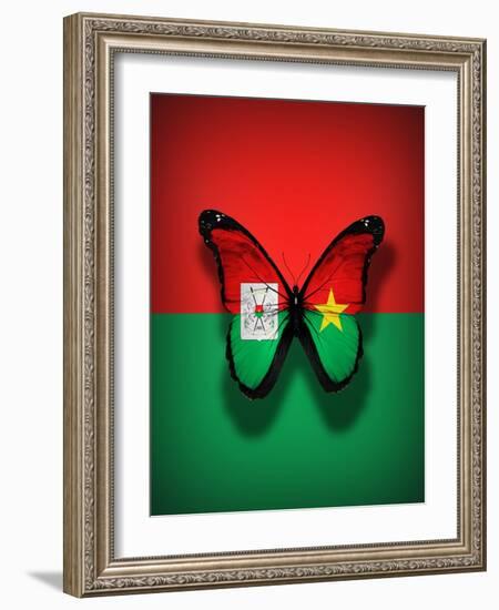 Burkina Faso Flag Butterfly, Isolated On Flag Background-suns_luck-Framed Art Print