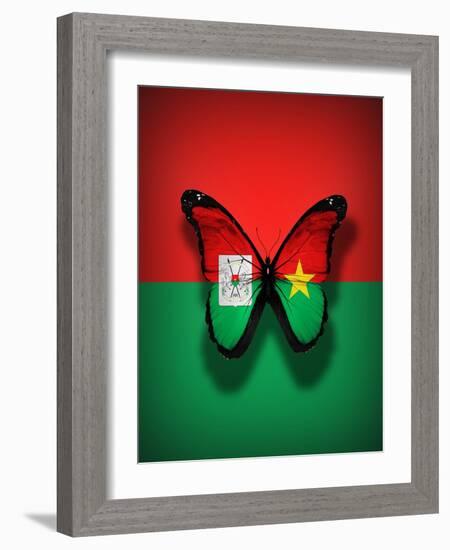 Burkina Faso Flag Butterfly, Isolated On Flag Background-suns_luck-Framed Art Print