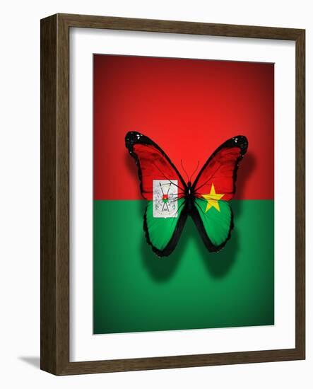 Burkina Faso Flag Butterfly, Isolated On Flag Background-suns_luck-Framed Art Print