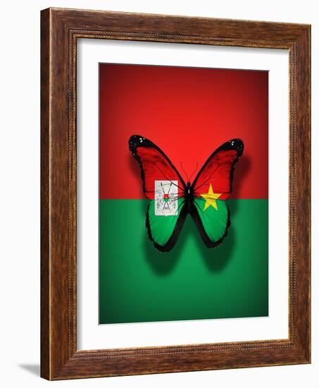 Burkina Faso Flag Butterfly, Isolated On Flag Background-suns_luck-Framed Art Print