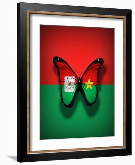 Burkina Faso Flag Butterfly, Isolated On Flag Background-suns_luck-Framed Art Print